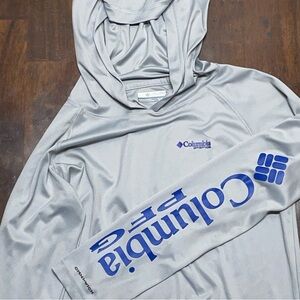 Columbia PFG Long Sleeve Gray Hoodie Size Youth XL 18/20 Omni-Wick Fishing